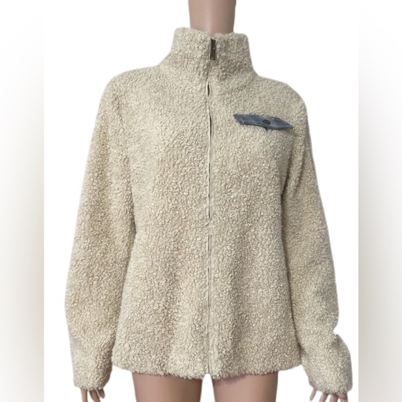 Pendleton Fuzzy Zip Women’s Jacket L Beige Lined Sherpa Wool Blend - Picture 1 of 8